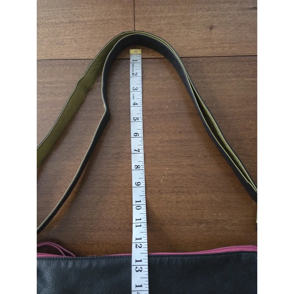 Vtg ili Leather Crossbody Bag Purse Colorful Zips‎ 80s 90s Y2k Hobo Classic Fun